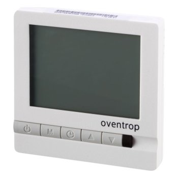 Termostat de ambianță programabil OVENTROP, cu fir, afișaj LCD, 230 V, montaj încastrat, alb